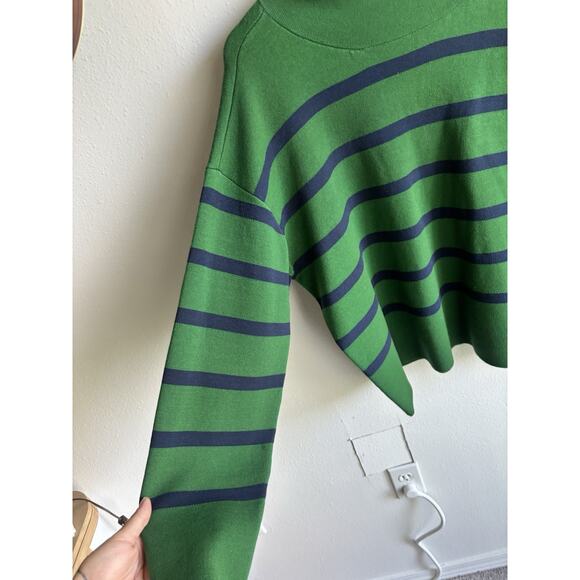 Maeve Carys Mock Neck Sweater Anthropologie Stripe Classic Size L - Picture 5 of 8